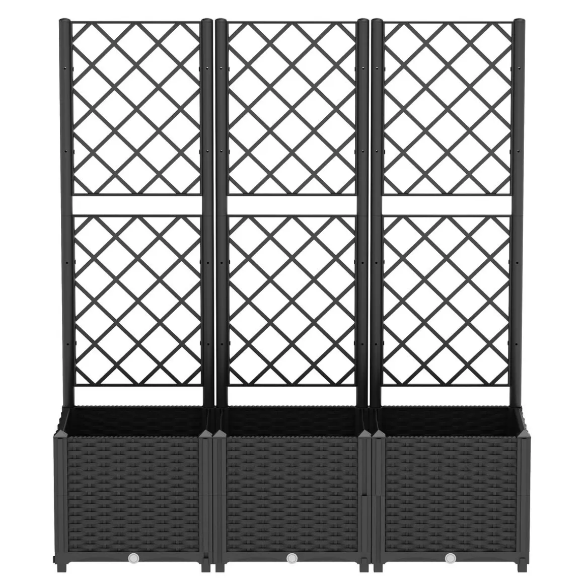 Rankgitter mit Blumenkasten Rattan 120 x 40 x 136 cm schwarz