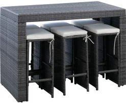 Rattan Bar Set ANDORRA grau