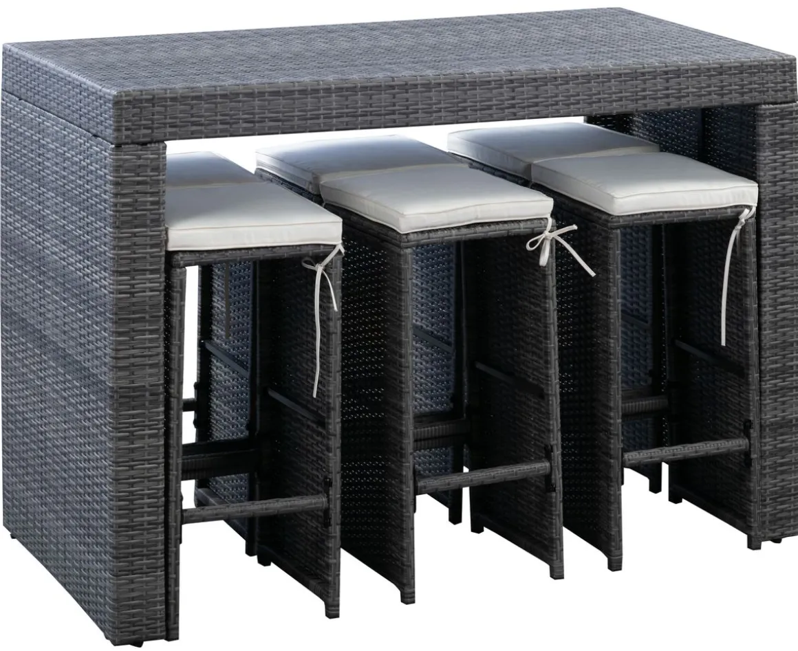 Rattan Bar Set ANDORRA grau