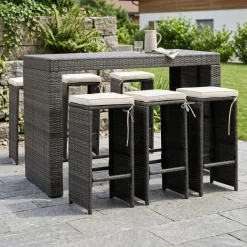 Rattan Bar Set ANDORRA grau