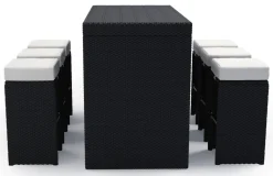 Rattan Bar Set GRANADA schwarz/weiss