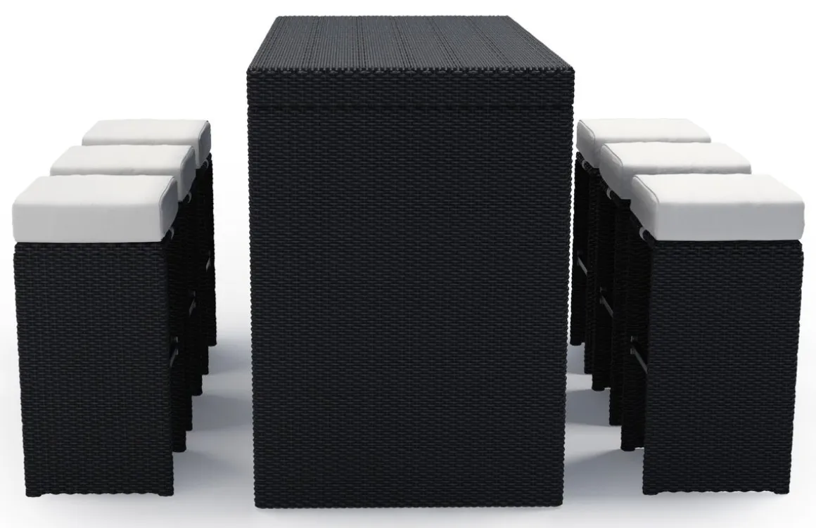 Rattan Bar Set GRANADA schwarz/weiss