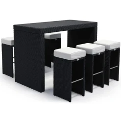 Rattan Bar Set GRANADA schwarz/weiss