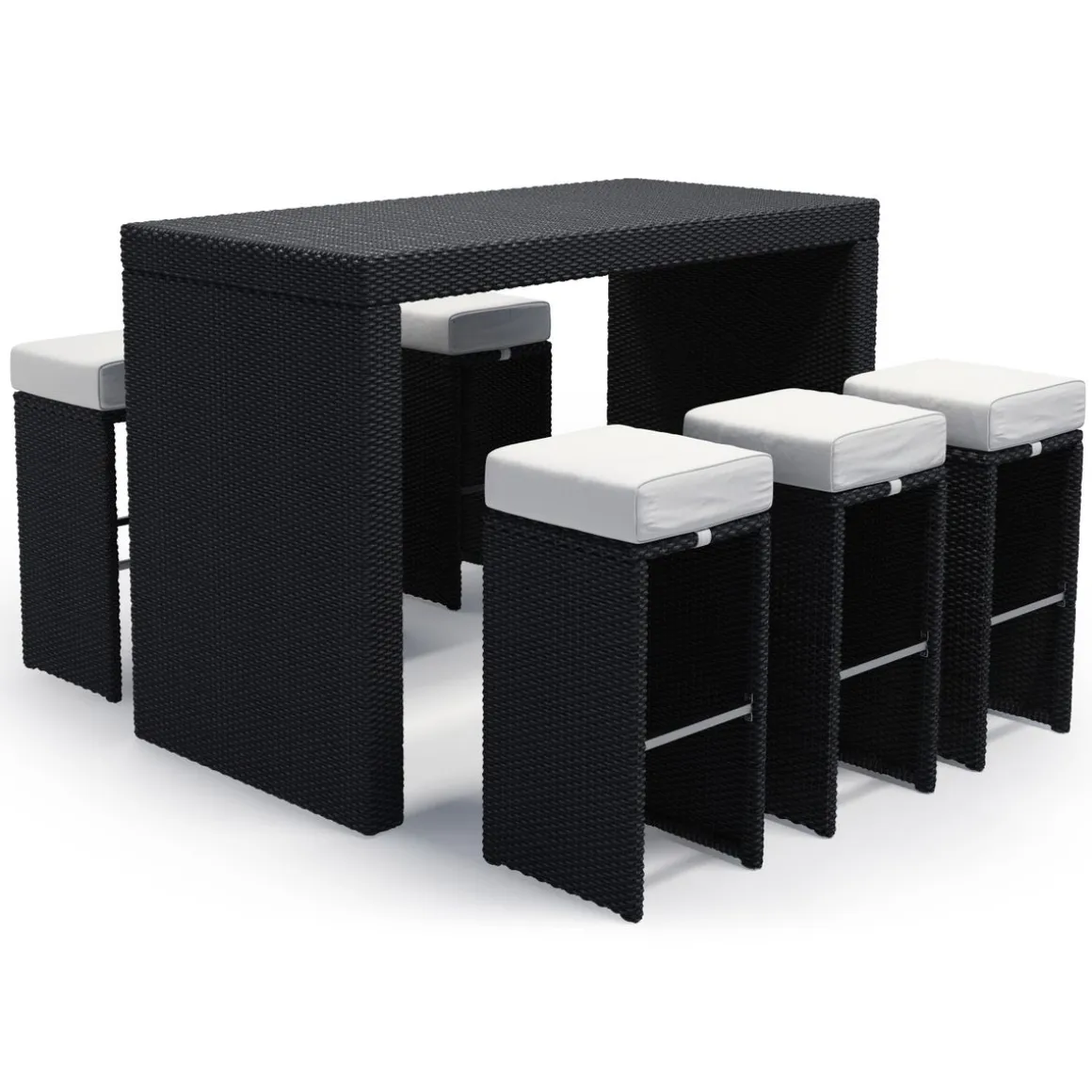 Rattan Bar Set GRANADA schwarz/weiss