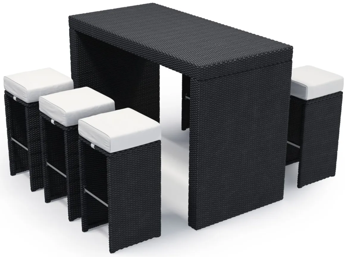 Rattan Bar Set GRANADA schwarz/weiss