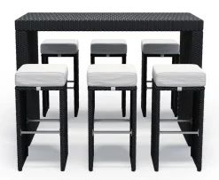 Rattan Bar Set GRANADA schwarz/weiss