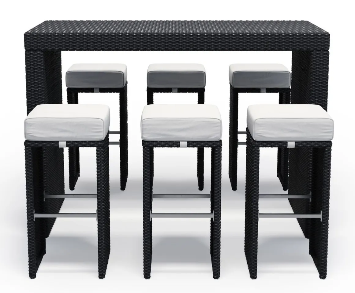 Rattan Bar Set GRANADA schwarz/weiss