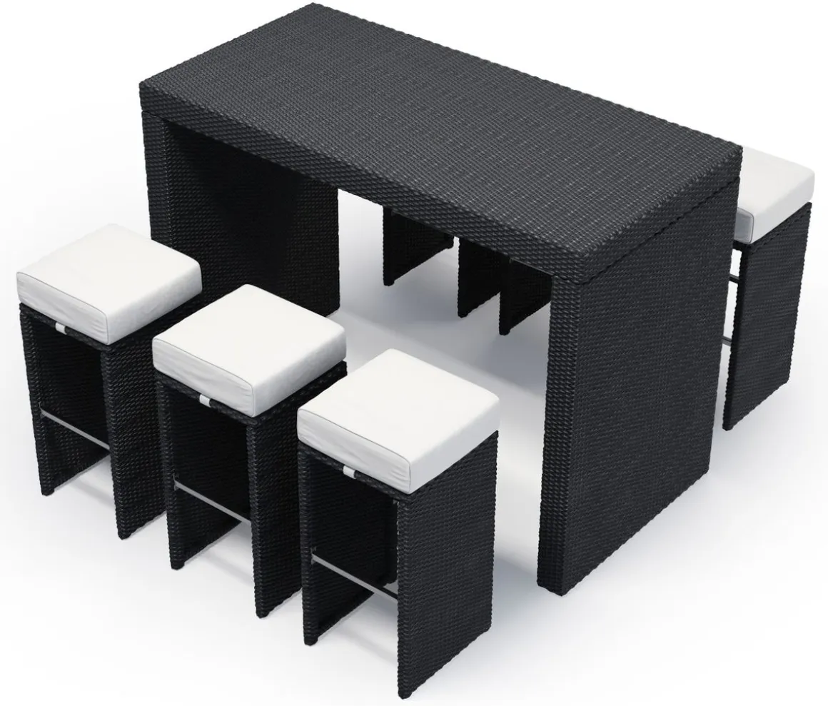 Rattan Bar Set GRANADA schwarz/weiss