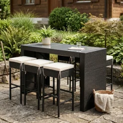 Rattan Bar Set MODENA schwarz