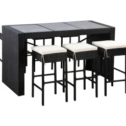 Rattan Bar Set MODENA schwarz