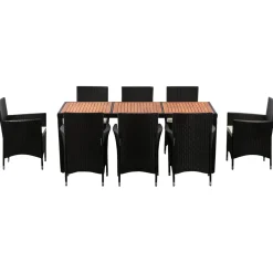 Rattangarnitur PISA 1 Tisch und 8 Stühle