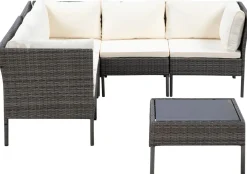 Rattanlounge BARI grau/beige
