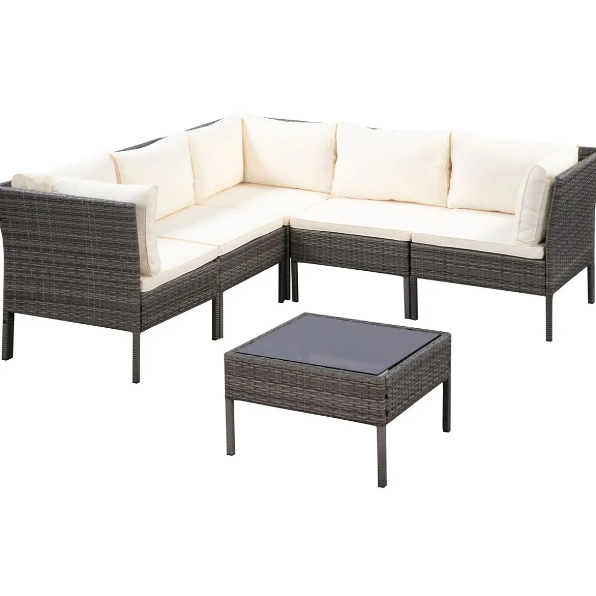 Rattanlounge BARI grau/beige