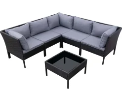 Rattanlounge BARI schwarz/anthrazit