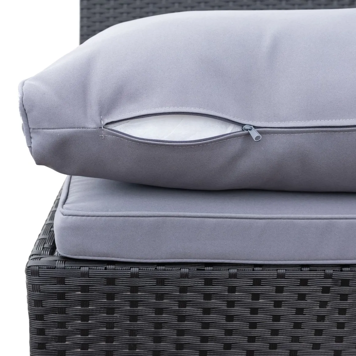 Rattanlounge BARI schwarz/anthrazit