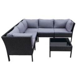 Rattanlounge BARI schwarz/anthrazit
