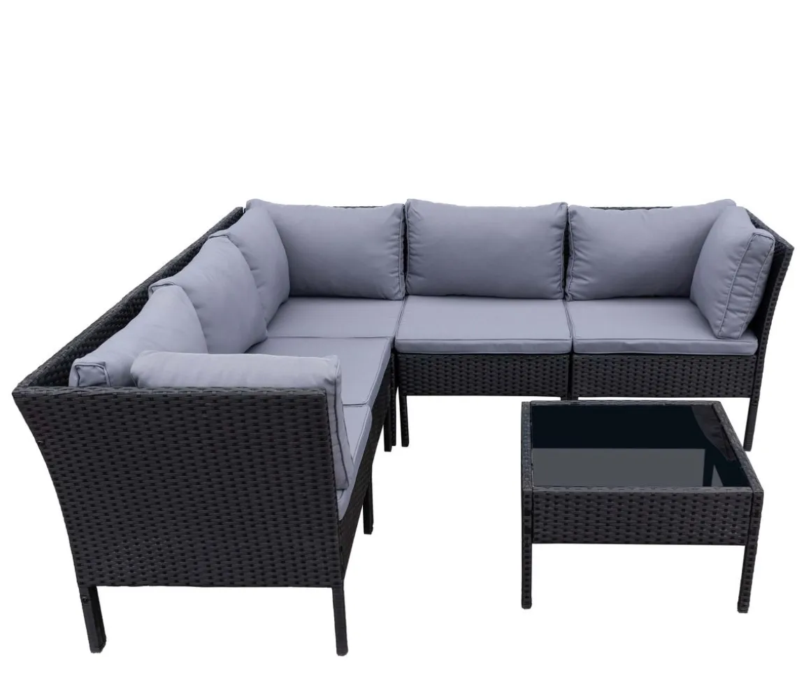 Rattanlounge BARI schwarz/anthrazit