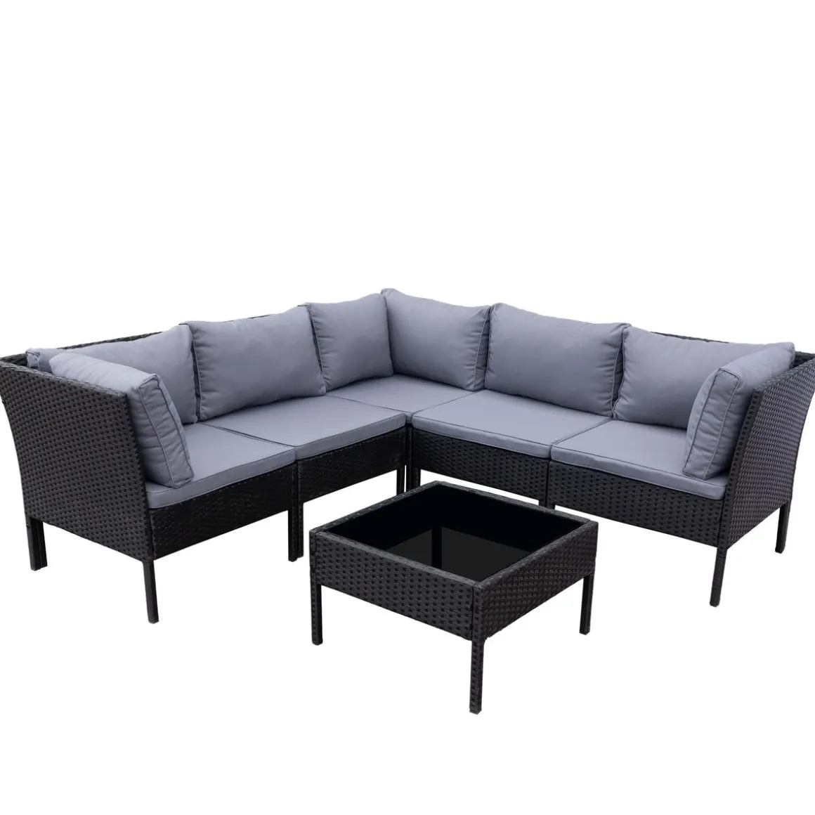 Rattanlounge BARI schwarz/anthrazit