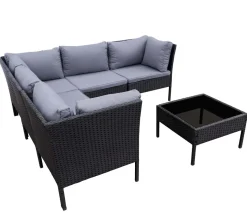 Rattanlounge BARI schwarz/anthrazit