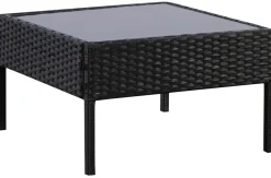 Rattanlounge BARI schwarz/beige