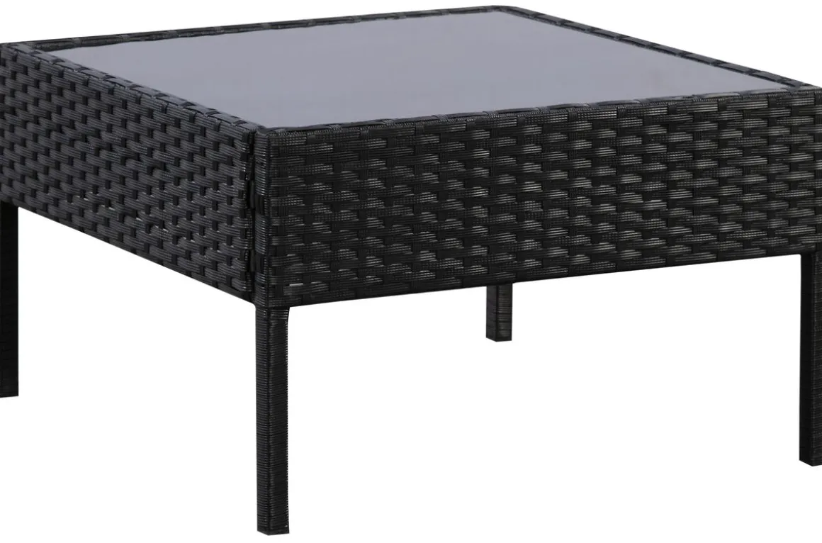 Rattanlounge BARI schwarz/beige