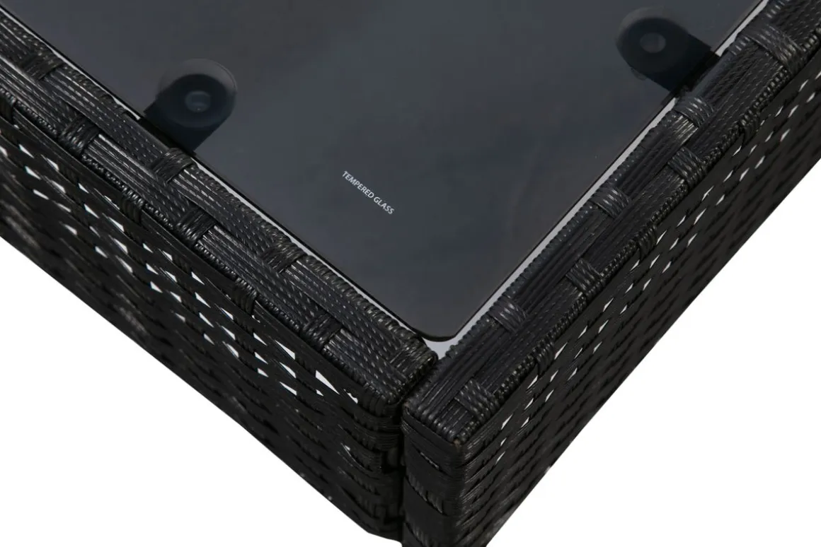 Rattanlounge BARI schwarz/beige