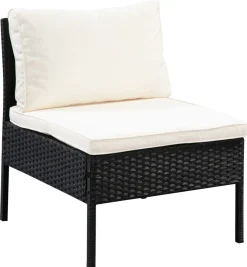 Rattanlounge BARI schwarz/beige