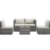 Rattanlounge CAGLIARI grau/weiss
