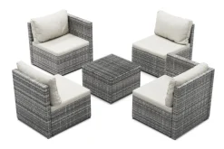 Rattanlounge CAGLIARI grau/weiss