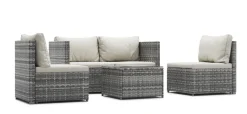 Rattanlounge CAGLIARI grau/weiss