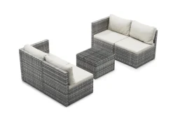 Rattanlounge CAGLIARI grau/weiss
