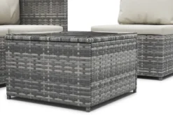 Rattanlounge CAGLIARI grau/weiss