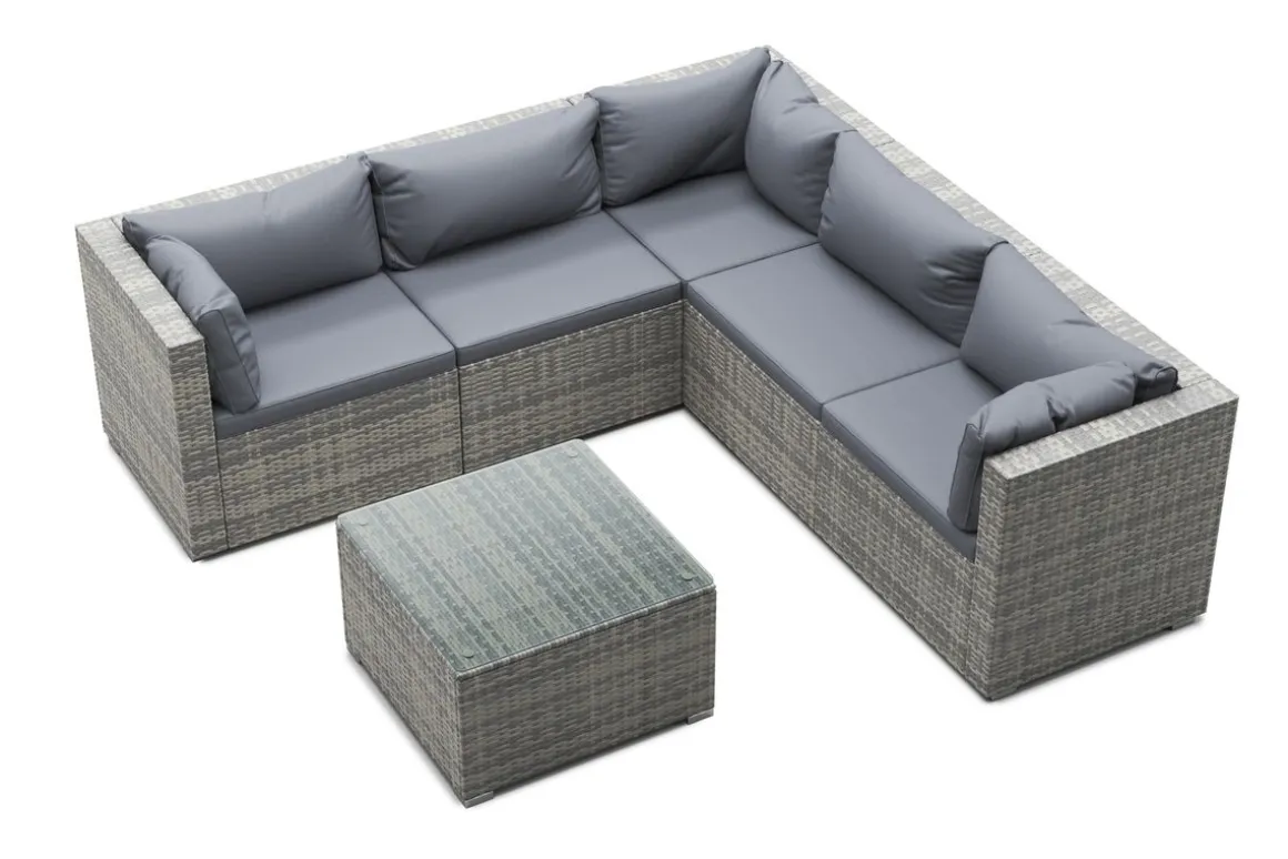 Rattanlounge CANBERRA grau/anthrazit