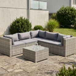 Rattanlounge CANBERRA grau/anthrazit