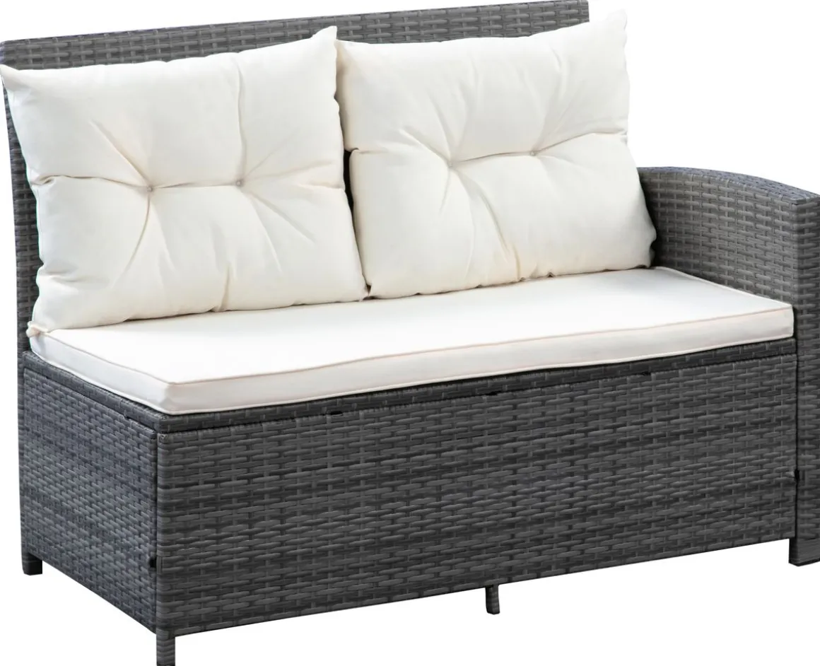 Rattanlounge CANNES grau/beige