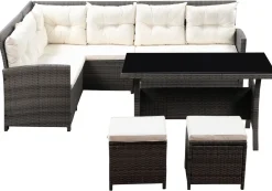 Rattanlounge CANNES grau/beige