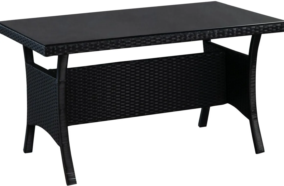 Rattanlounge CANNES schwarz/beige