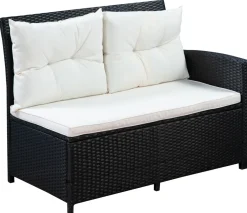 Rattanlounge CANNES schwarz/beige