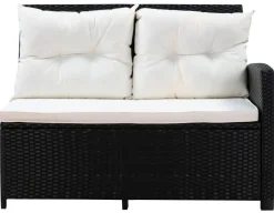 Rattanlounge CANNES schwarz/beige