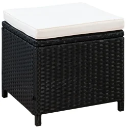 Rattanlounge CANNES schwarz/beige