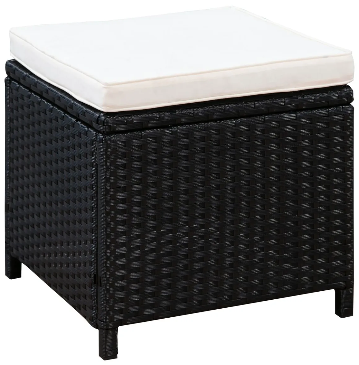 Rattanlounge CANNES schwarz/beige