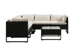 Rattanlounge CAPITOLA braun/weiss