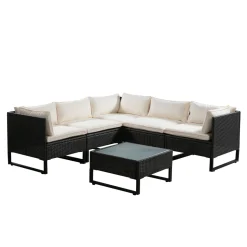 Rattanlounge CAPITOLA braun/weiss