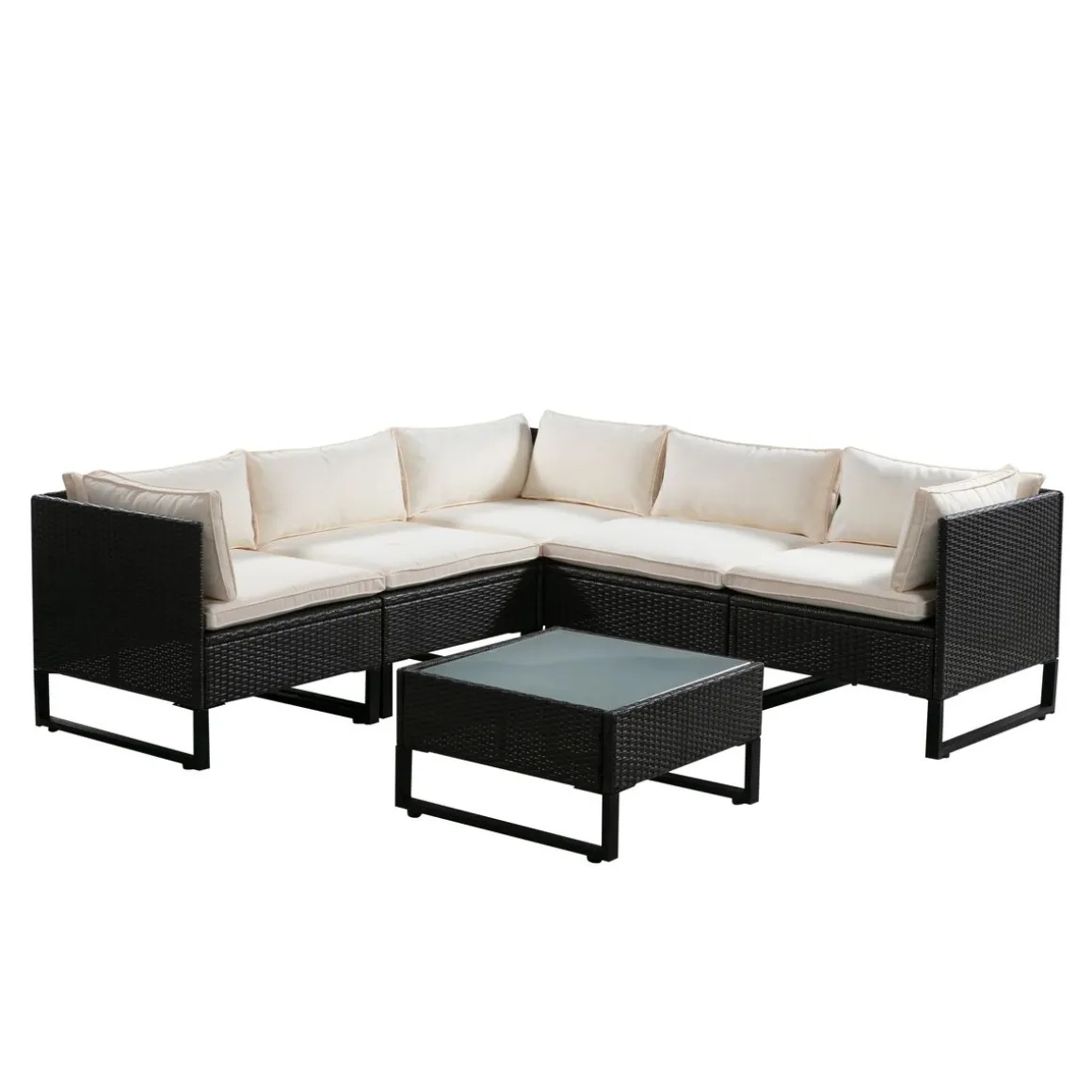 Rattanlounge CAPITOLA braun/weiss