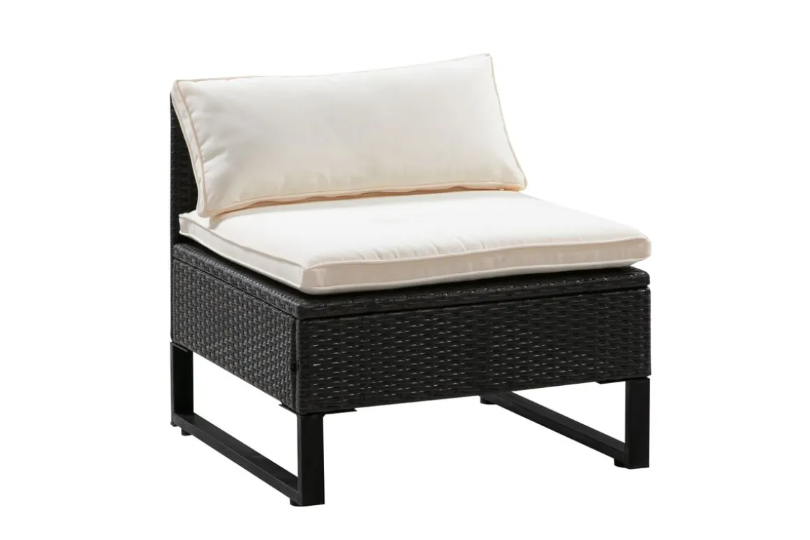 Rattanlounge CAPITOLA braun/weiss