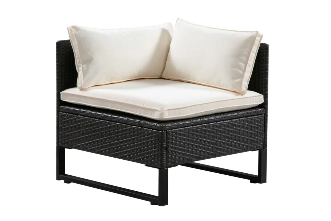 Rattanlounge CAPITOLA braun/weiss