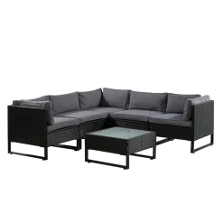 Rattanlounge CAPITOLA schwarz/anthrazit