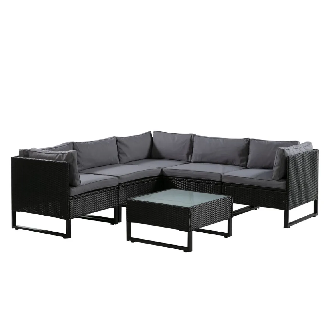 Rattanlounge CAPITOLA schwarz/anthrazit