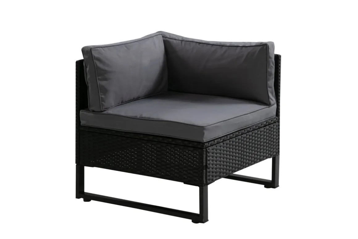 Rattanlounge CAPITOLA schwarz/anthrazit