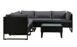 Rattanlounge CAPITOLA schwarz/anthrazit